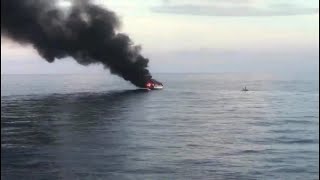WEB EXTRA: Key West Express Rescues Couple, Dogs From Burning Boat