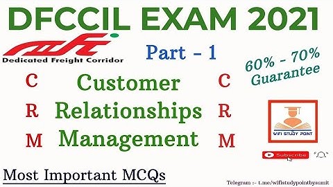 dfccil customer relation | DFCCIL CRM MCQs | dfccil 2021 | customer relationship management | OP&BD