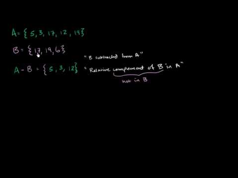 Relative complement or difference between sets