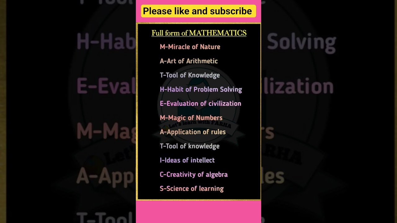 Mathematics Full form 