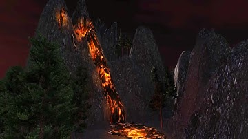 Speed Level Design - Erupting Volcano at Night - (Unity5)