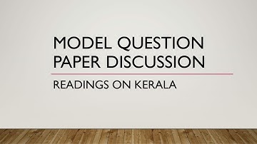 Model Question Paper Discussion - Readings on Kerala| Calicut University