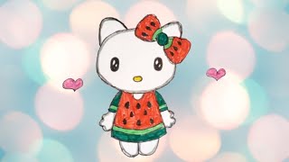 How to Draw Watermelon Hello Kitty Sanrio #drawing #magic #draw #kidsvideo #coloring #king #colors