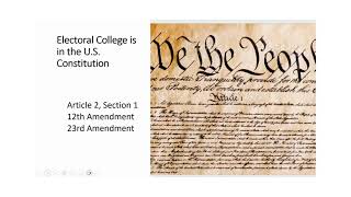 The Electoral College: What it is - How it Works - Is it Relevant Today?