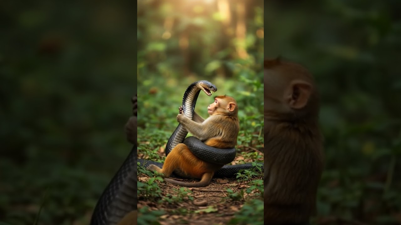 snake vs monkey fight 😱😱😱 