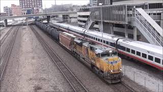 UP WB 1x2 Crude Oil Train Meets BNSF EB Intermodal. Kansas City, MO 2/3/24