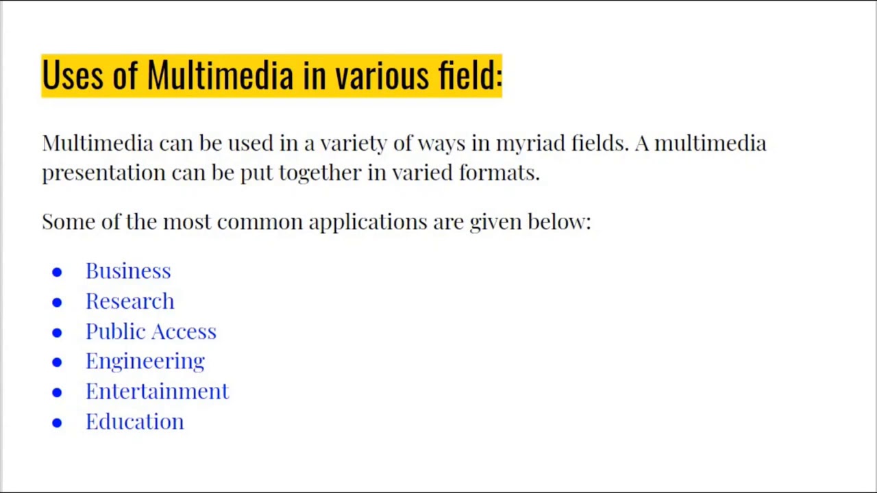 Application of Multimedia in Hindi _ Multimedia YouTube