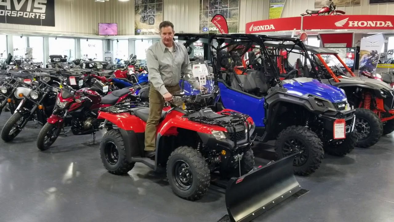 2020 Honda Rancher reverse operation and with snow plow package! - YouTube