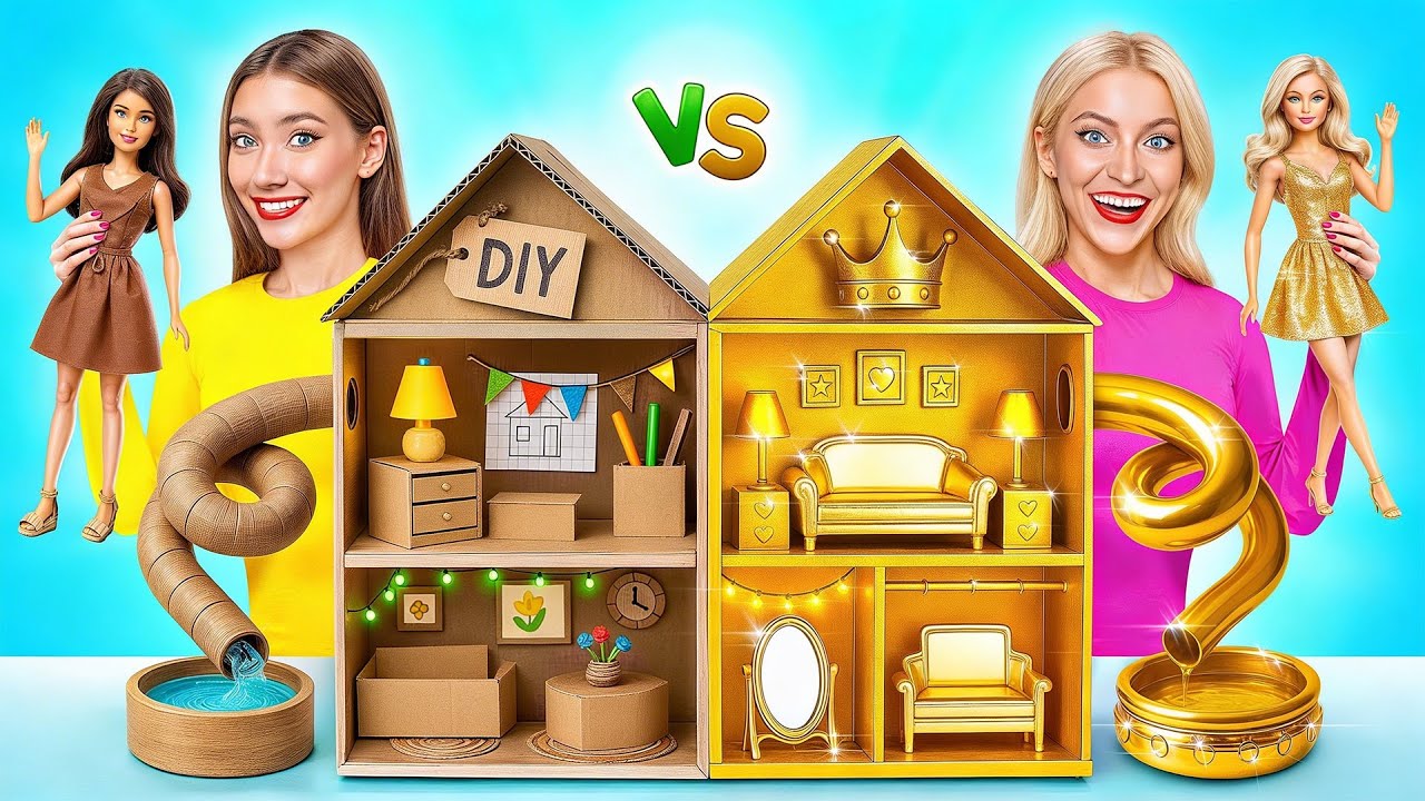 Construimos Casa de Muñecas Asombrosa | Reto Rico vs Pobre Jelly DO Challenge