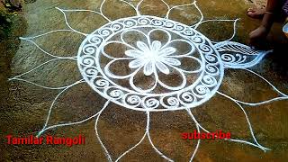 Aavani madham varalakshmi nombu special beautiful freehand rangoli/pandaga muggulu) Tamilar Rangoli