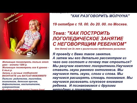 ОНЛАЙН-ШКОЛА "Как разговорить молчуна?" Урок 3 "Практическое логопедическое занятие"