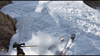 Spring skiing chutes in the Ruby Mountains