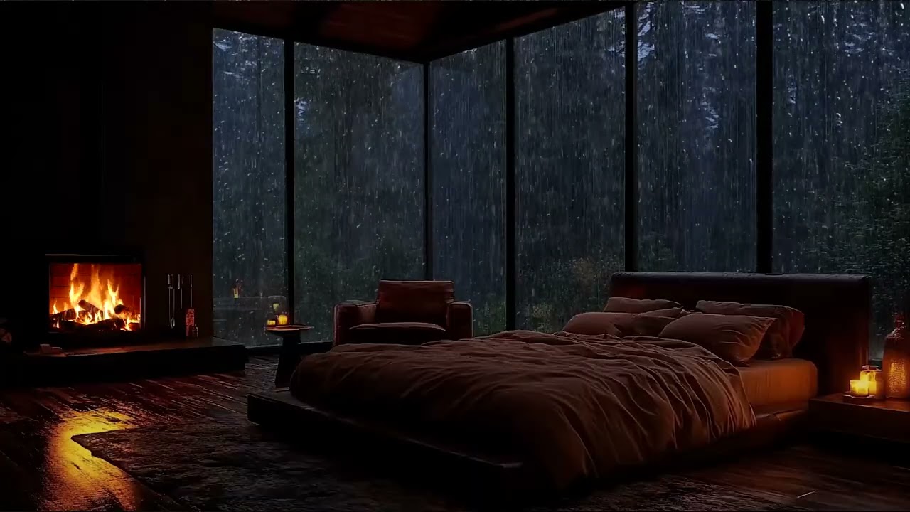 Gentle Rain Falling in a Dark Bedroom 🌧️ | Relaxing Rain Sounds for Deep Sleep & Stress Relief
