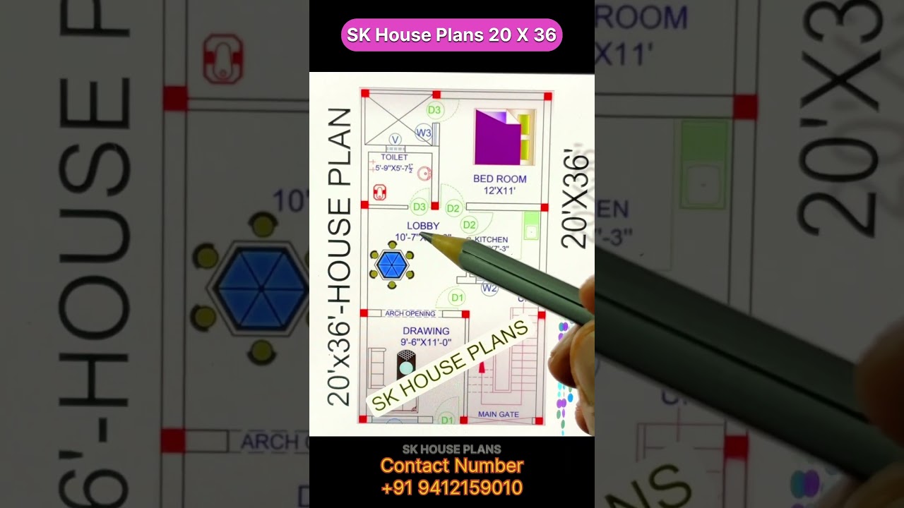 20 X 36 House plan with Car Parking | 900 sqft Ghar Ka Naksha | S No 2920