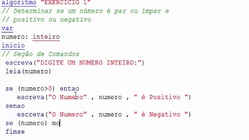 ALGORITMO   Numero Par Impar e Positivo Negativo