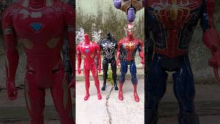 Oh no!!! Thanos give wrong heads to Spiderman and friends #marveltoys #spiderman #ironman #toys