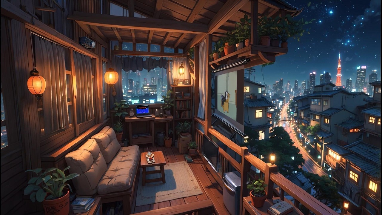 Cozy Balcony Night 🌃 Soft Chill Lofi for Study & Relax 🌠