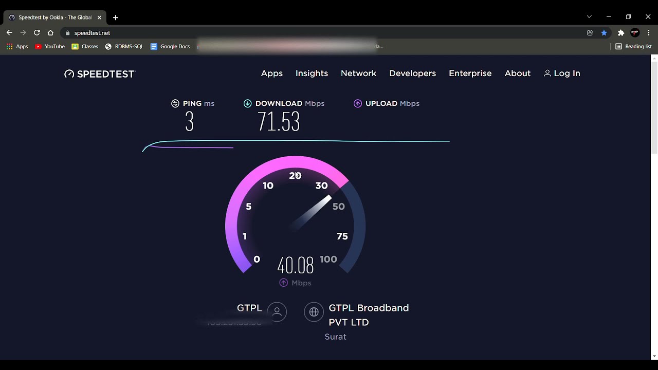 GTPL 80mbps PLAN SPEEDTEST by Ookla.(Mobile/Laptop_PC) YouTube