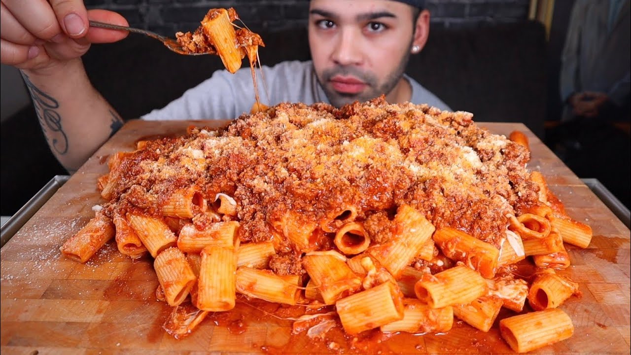 ASMR | RIGATONI PASTA WITH 4 CHEESE MEAT SAUCE | MUKBANG 