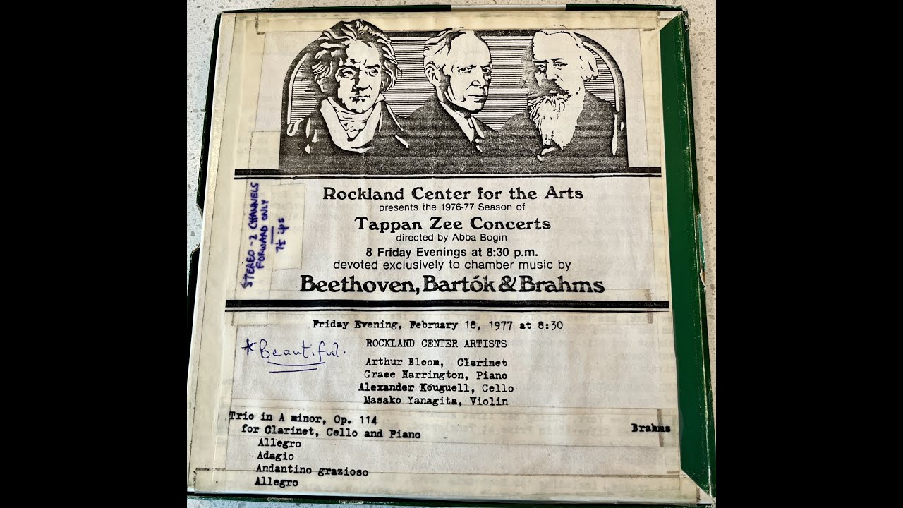 Brahms: Clarinet Trio in A Minor: Arthur Bloom, Clarinet