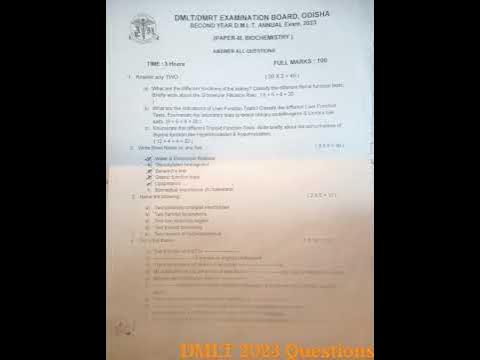 Dmlt questions paper # Dmlt#lab #dmlt_video #medical #qustions - YouTube