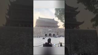 Historic Drum Tower in China Collapses | Roof Tiles Rain Down on Tourists #shorts #shortsfeed