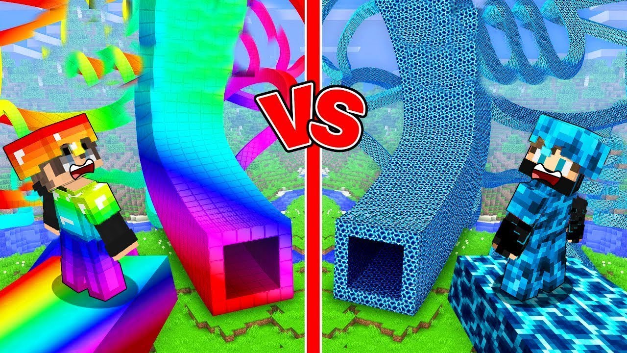 ماين كرافت حرب طريق الحظ ولكن طريق الرينبو ضد البرق !!؟