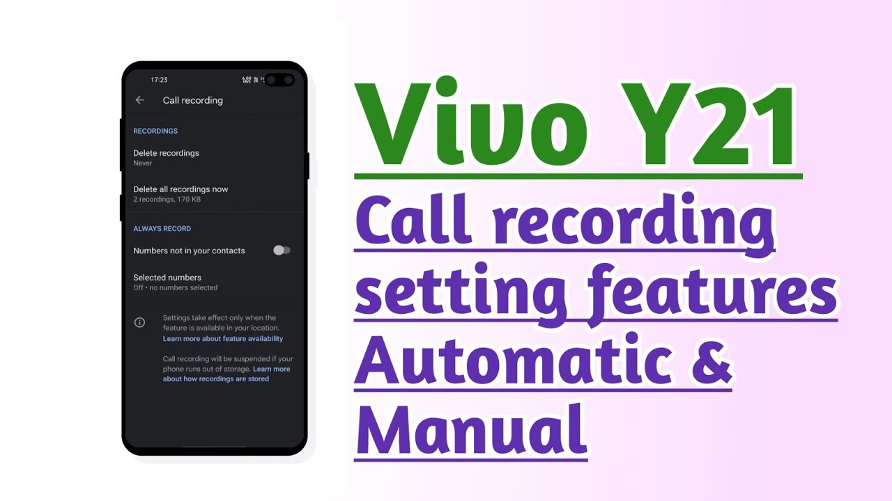 Vivo Y21 Call recording setting features Automatic & Manual YouTube