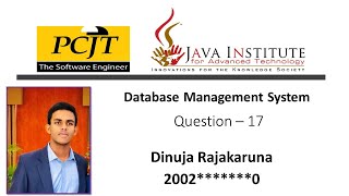 Question 17 | Database Management System | DBMS | HeidiSQL | MqSQL Workbench | Java Institute
