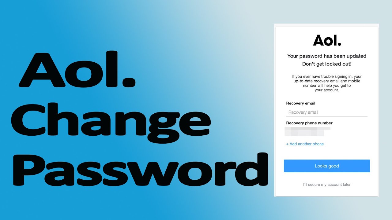 How to Change AOL Password AOL Mail Password Change Aol Login