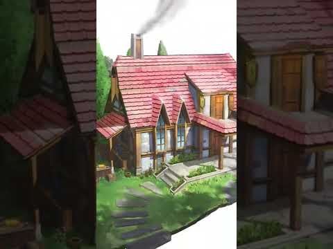 가을 시즌 학생 모집 😀 게임배경원화 작은 민가 / 수강생 작품 #shorts