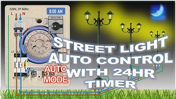 Street lighting with automatic on off function using 24hr timer switch control.