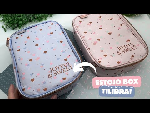 Estojo Box Académie Corações Metalizados Rosa Tom Pastel - Tilibra
