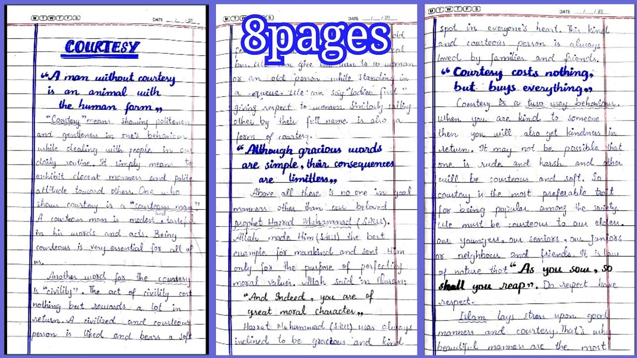 essay courtesy for 10th class with quotations