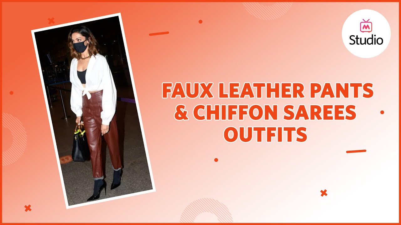 Faux Leather Pants & Chiffon Sarees Outfit Ideas For Women - Myntra Studio