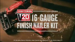 UNBOXING a  Craftsman cordless 16 Gauge Finish Nailer (how to load a 16-gauge Craftsman nail gun)