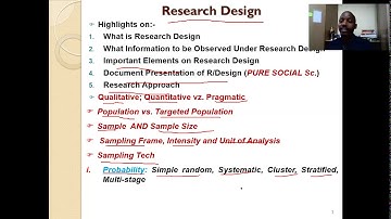 Research Design, Sampling & sample size 1
