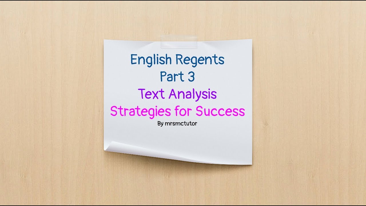 English Regents Review Part 3 Text Analysis Video Lesson YouTube