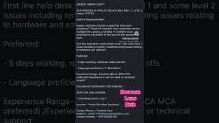 Tech Mahindra hiring for service desk role #jobupdates #viral #career #freshers #careerupdate #job