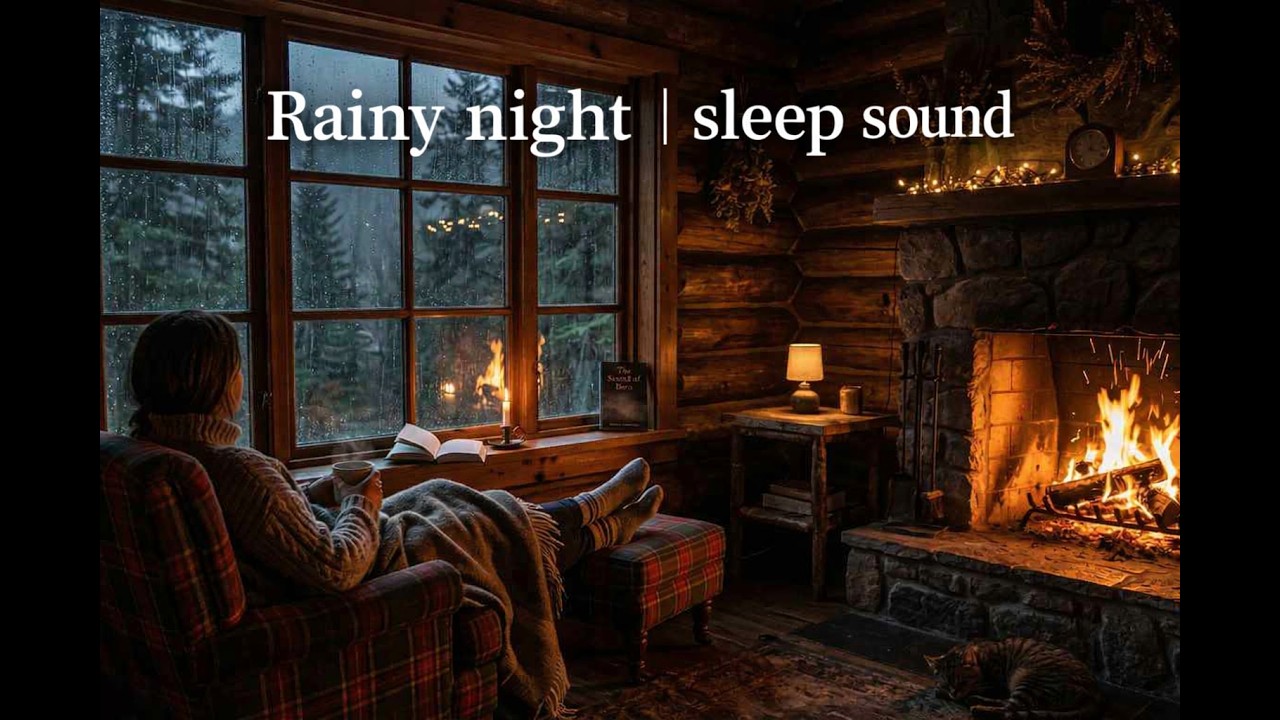 Cozy Cabin Rainy Night 🌧️ Rain Sounds & Relaxing Music for Deep Sleep ...