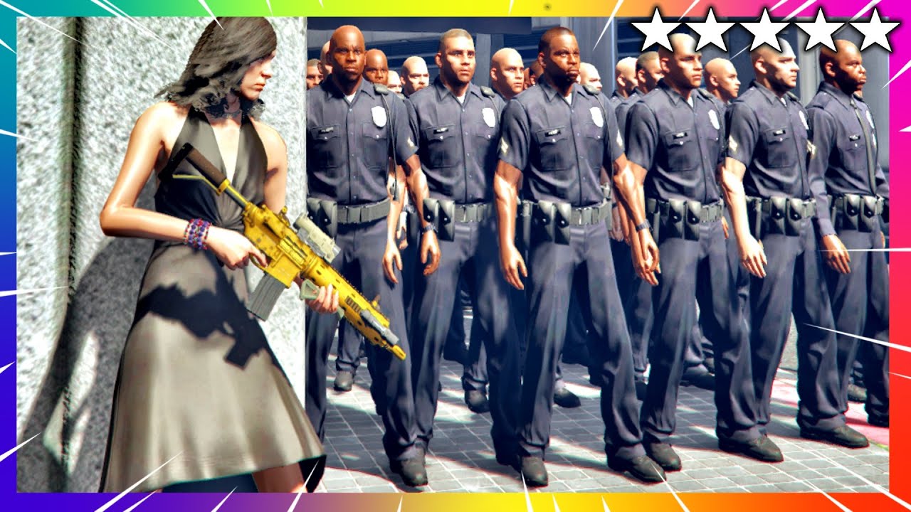 GTA 5 FIVE STAR COP BATTLE at Los Santos + Police Chase Escape (GTA V ...