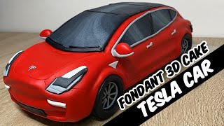 TESLA CAR - Model 3 | FONDANT 3D CAKE | Tutorial
