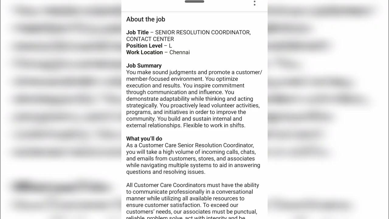 Walmart is actively hiring for Senior Resolution Coordinator Chennai