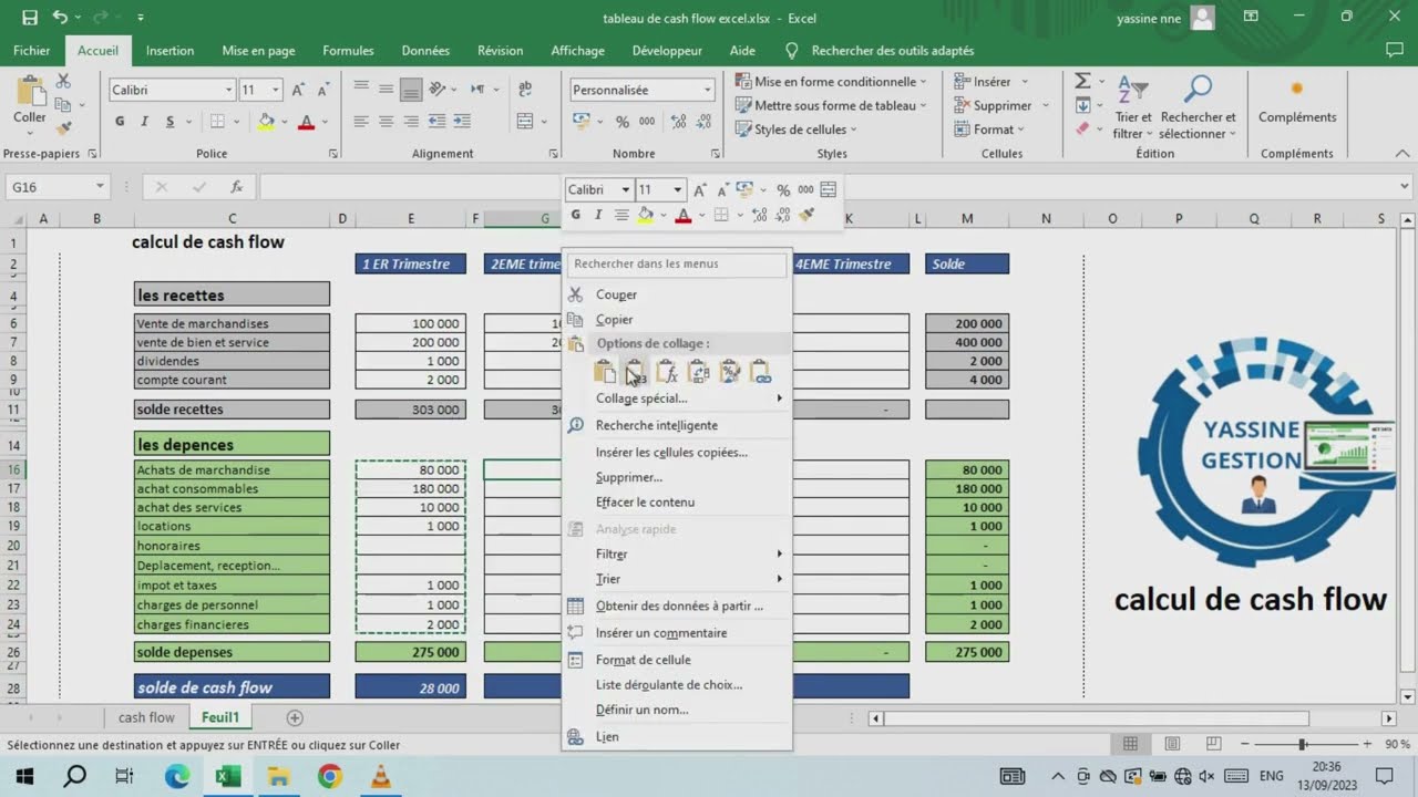 Le cash flow est un indicateur permettant de mesurer le flux net de trésorerie. excel  