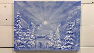 How To Paint A Winter Wonderland - ACRYLIC TUTORIAL FOR BEGINNERS!