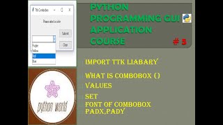 What is Combobox ()  in Python Tkinter  #Part-5 || PYTHON WORLD ||