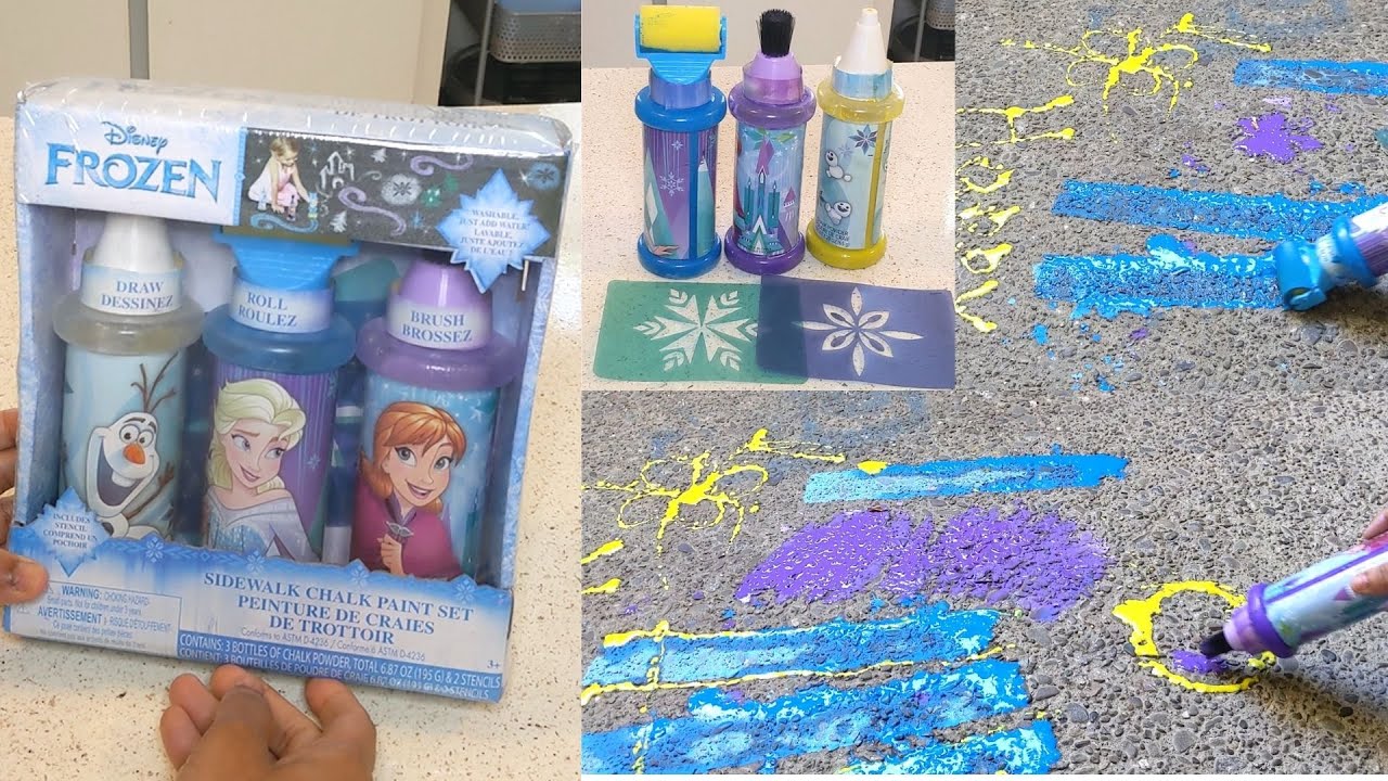 Disney Frozen Sidewalk Chalk Paint Set | Draw, Roll, Brush | Fun Summer Activity