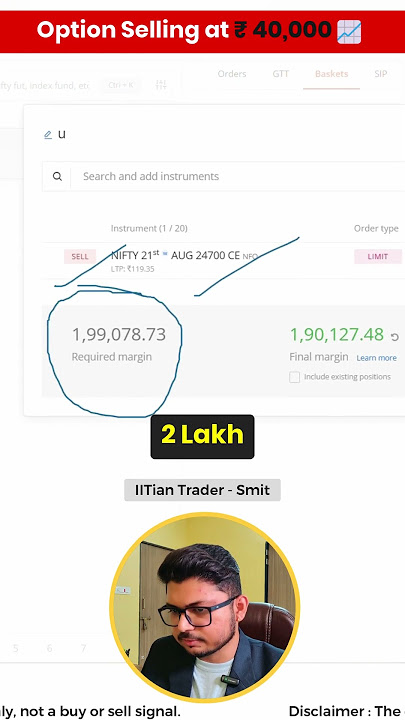 Option Selling at just ₹ 40,000 | IITian Trader Smit