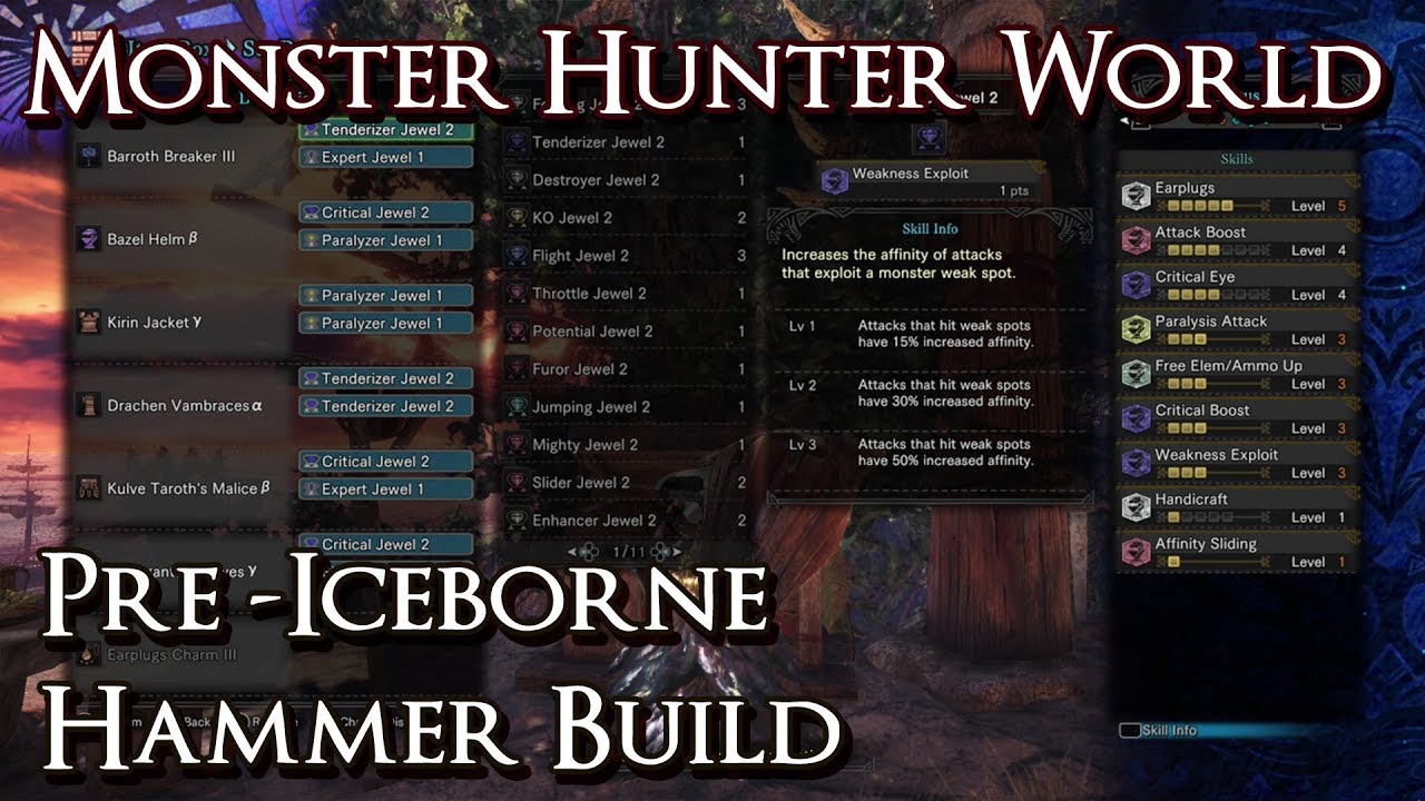 Hunter World - Pre-Iceborne Builds Hammer - YouTube