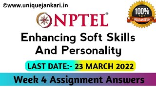 Enhancing Soft Skills And Personality Assignment 4 || Most Probable Answers 2022 || Unique Jankari screenshot 5